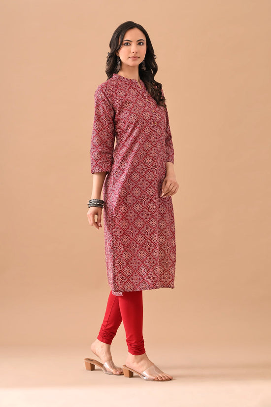 Maroon Printed Kurta
