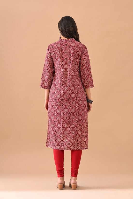 Maroon Printed Kurta