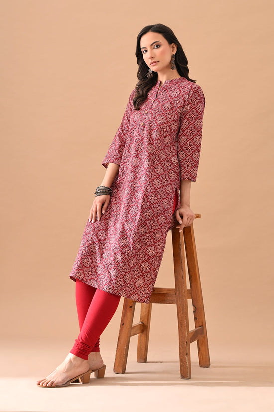 Maroon Printed Kurta