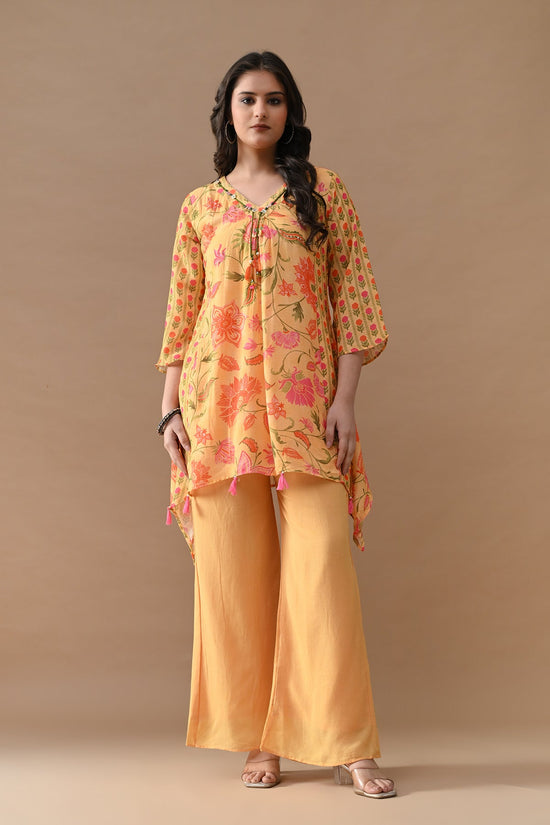 Yellow Floral Printed Kurta 2 Pcs Set