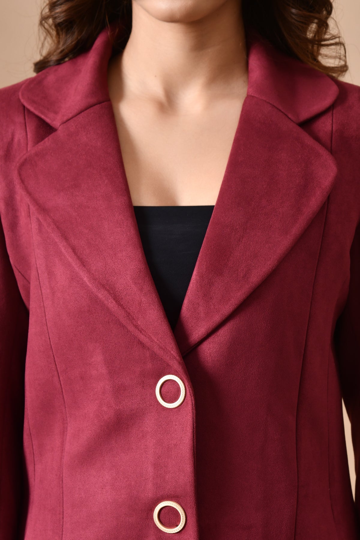 Winter Maroon Classic Notch Collar Neck Overcoat