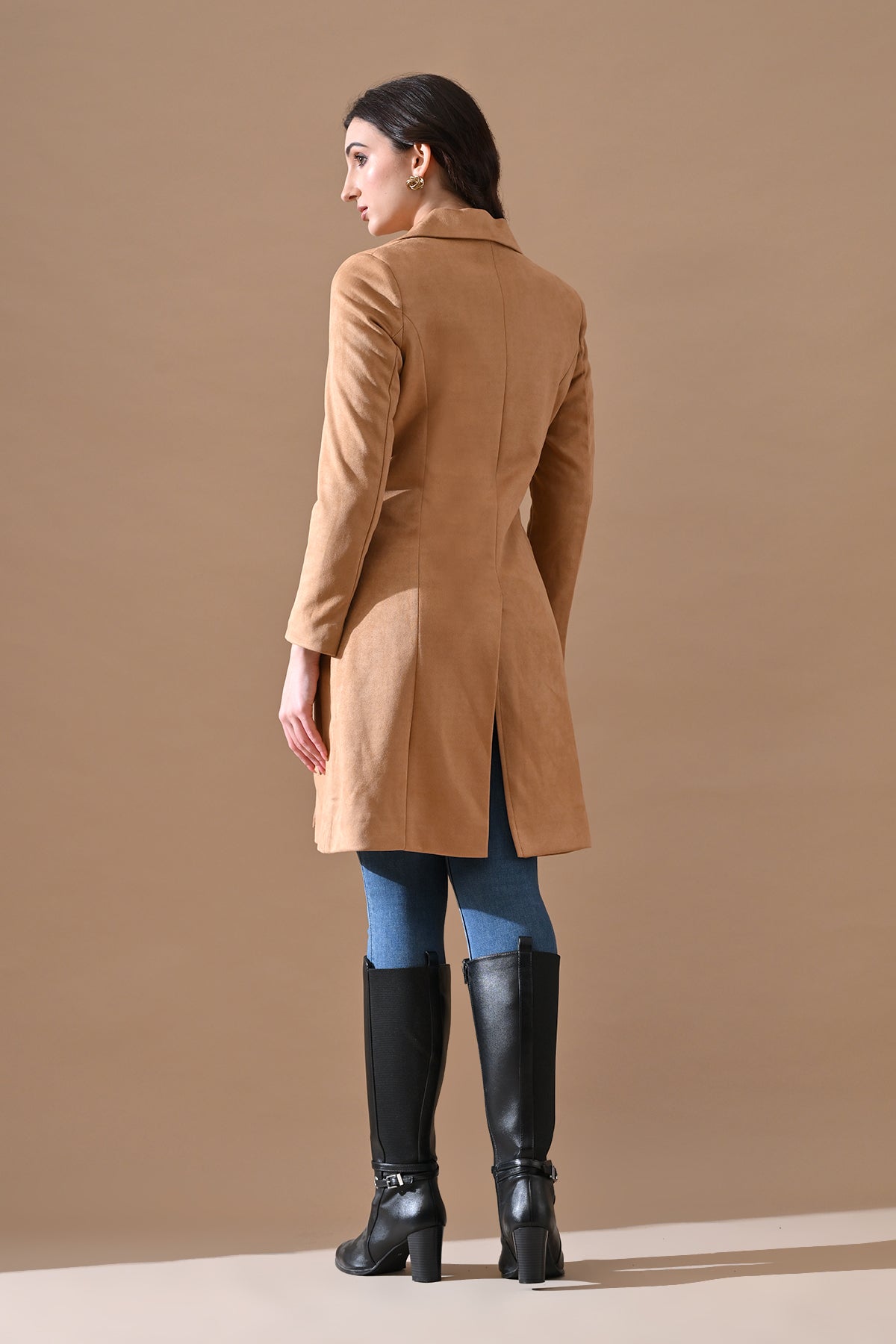 Winter Camel Classic Notch Collar Neck Overcoat