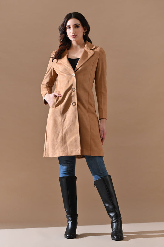 Winter Camel Classic Notch Collar Neck Overcoat