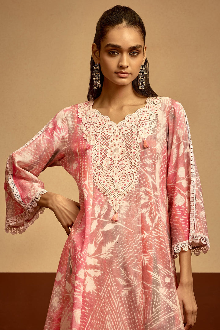 Cream Printed Kurta Set