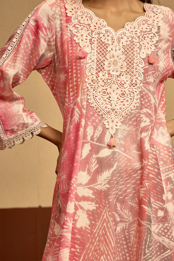 Cream Printed Kurta Set