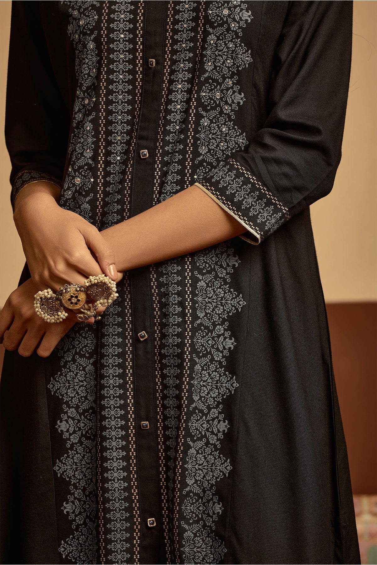 Black Printed Kurta 2 Pcs Set