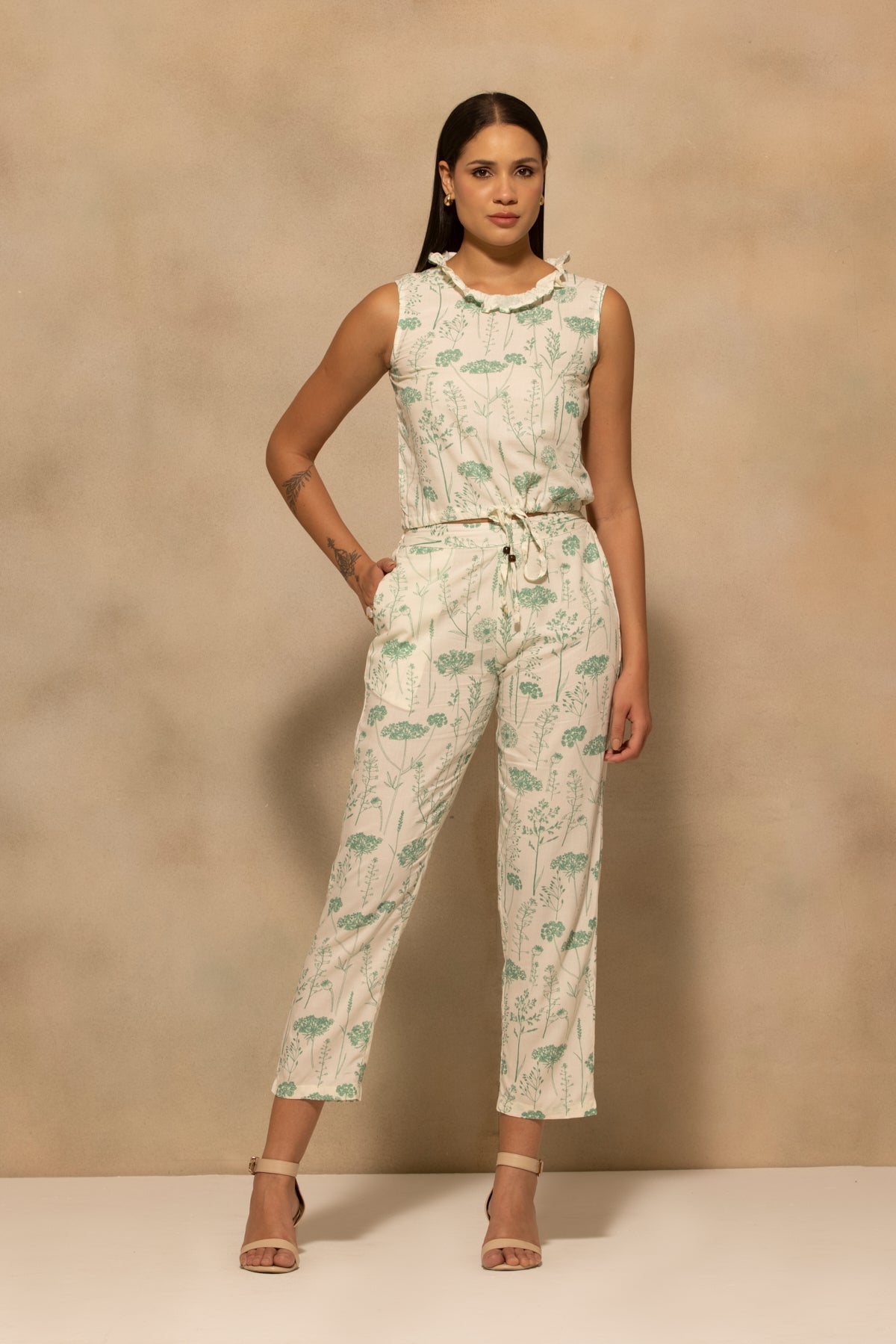 Cream Printed Co-Ord Set