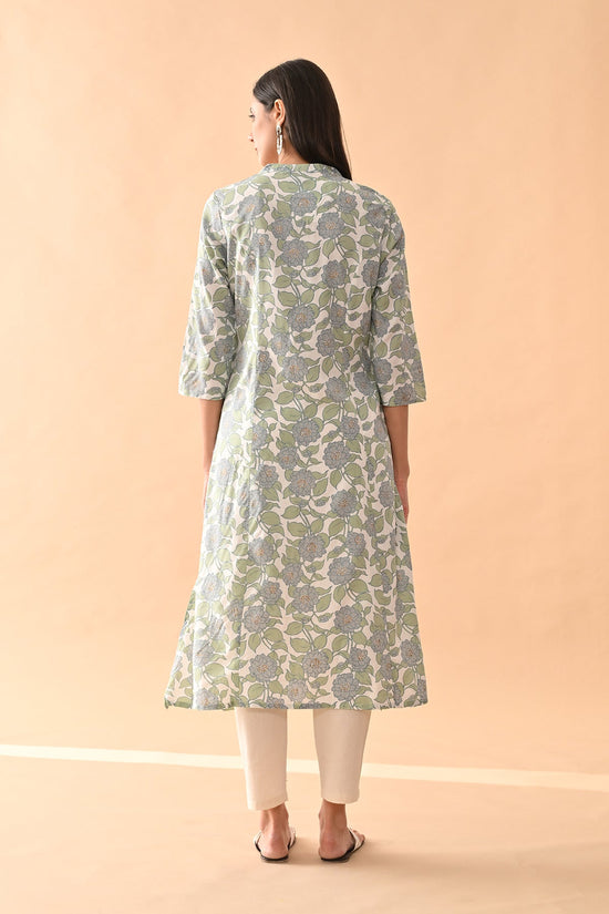 White Floral Printed Kurta