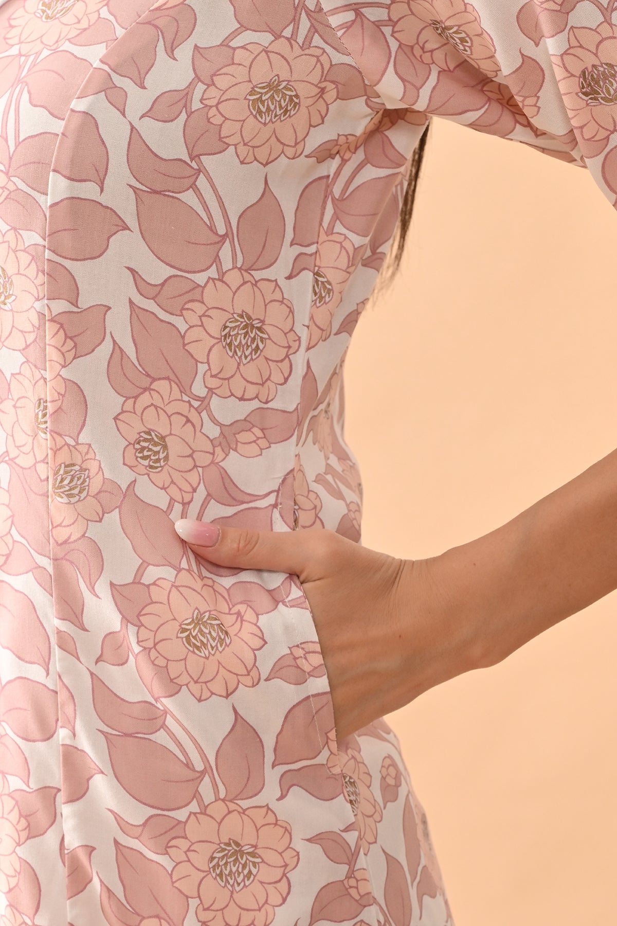 Cream Floral Printed Kurta