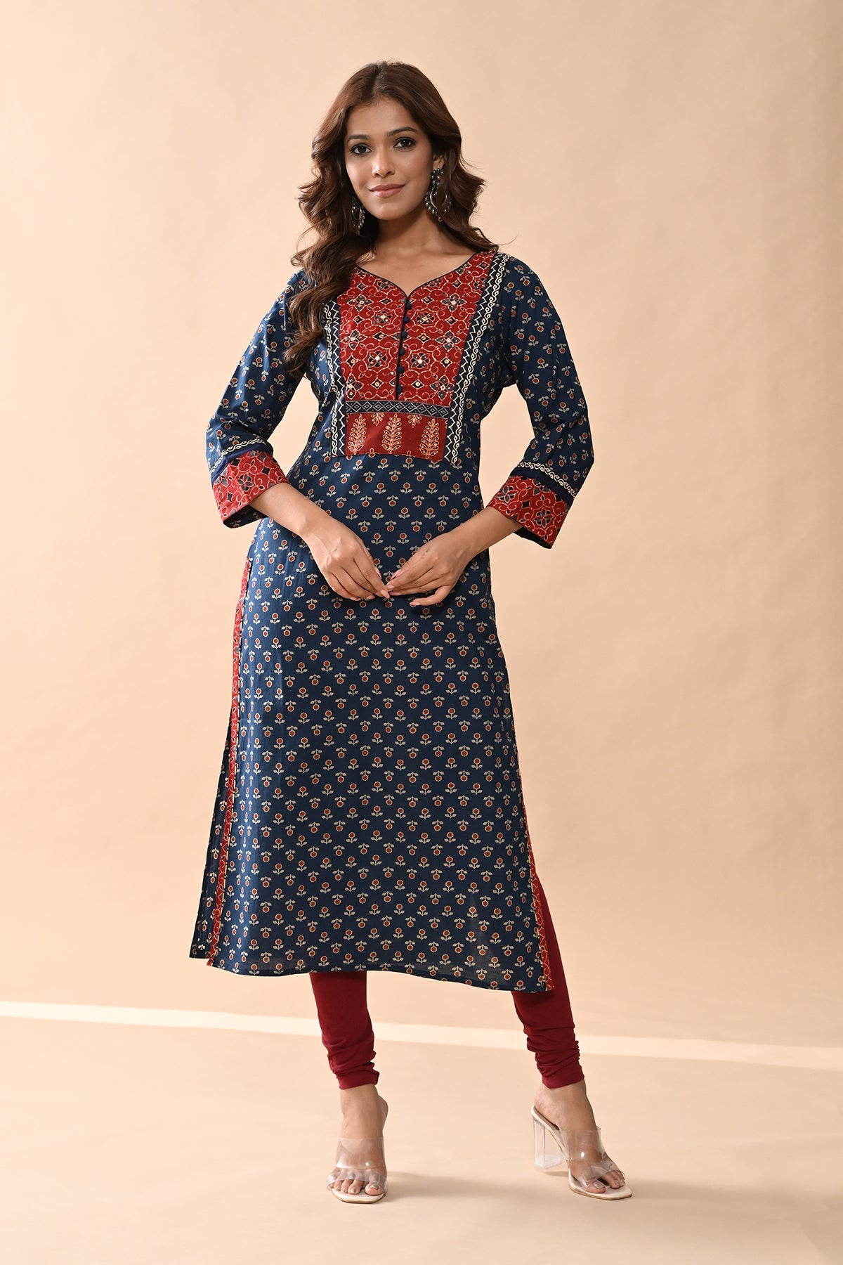 Blue Printed Straight Kurta