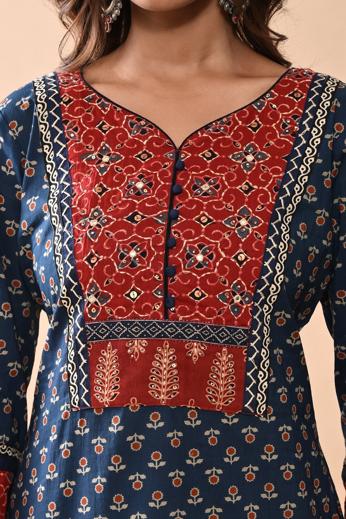 Blue Printed Straight Kurta