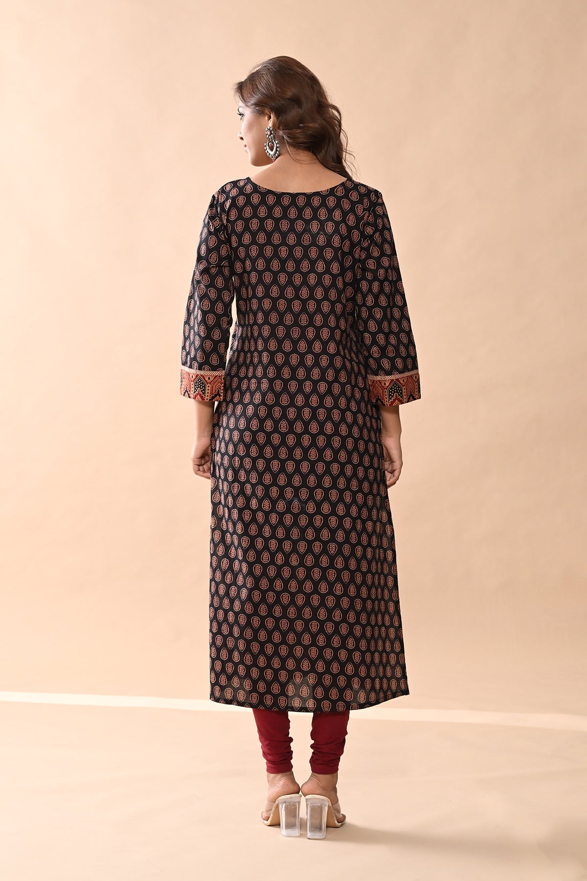 Brown Printed Straight Kurta