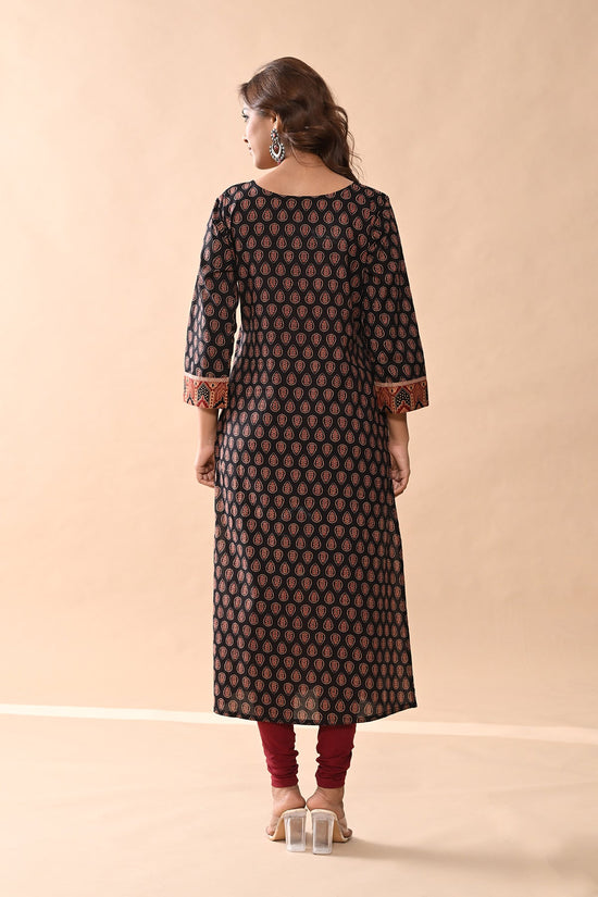 Brown Printed Straight Kurta