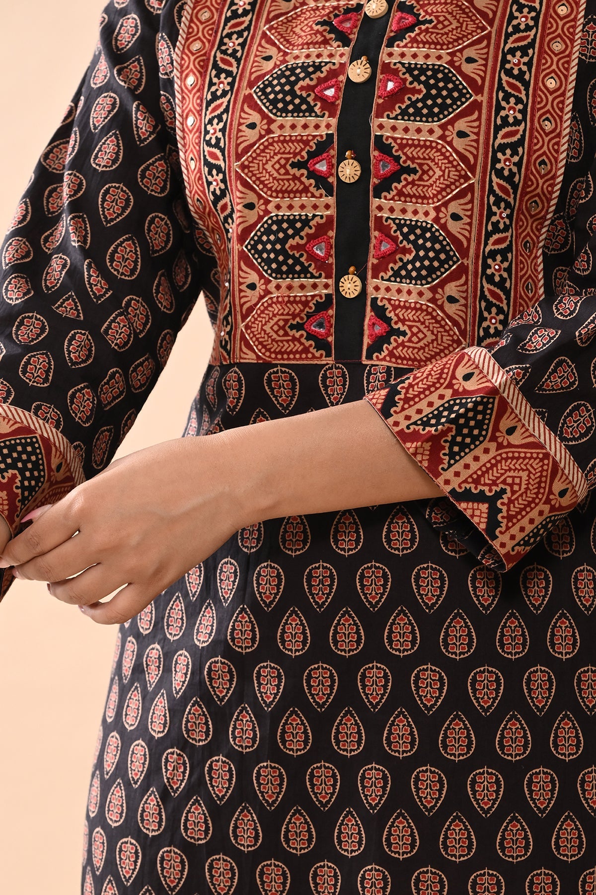 Brown Printed Straight Kurta