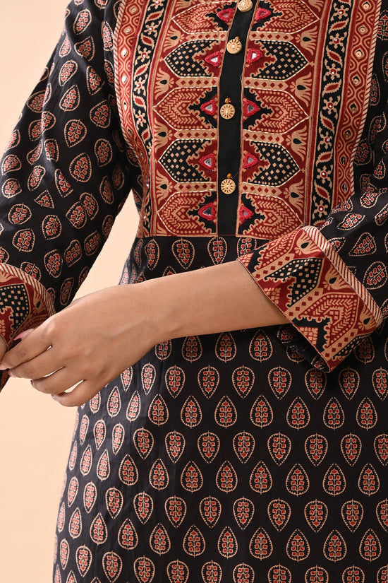 Brown Printed Straight Kurta