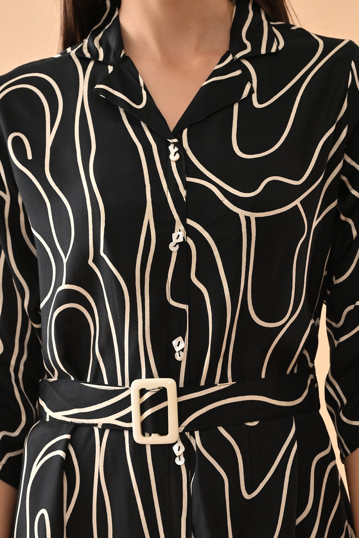 Black Printed A-line Dress