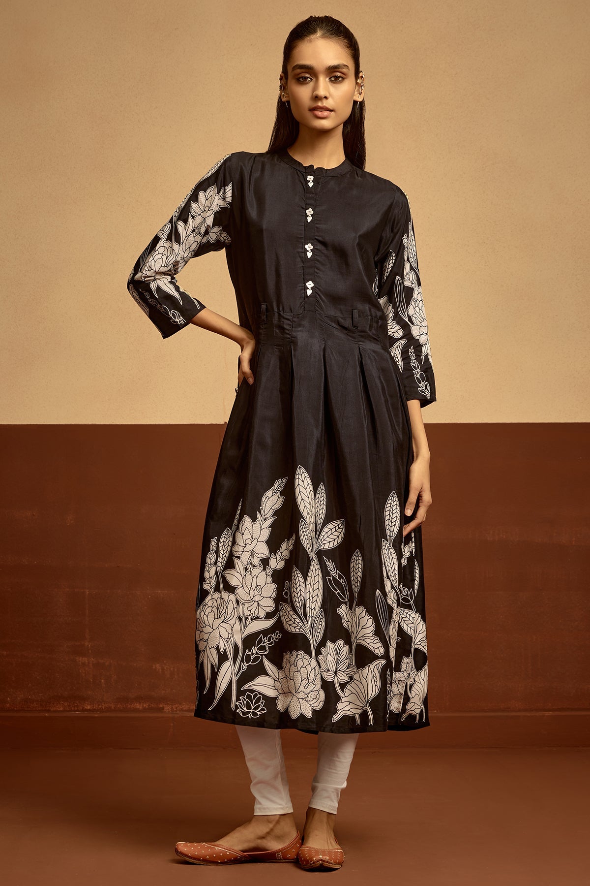 Black Printed Flared Dress