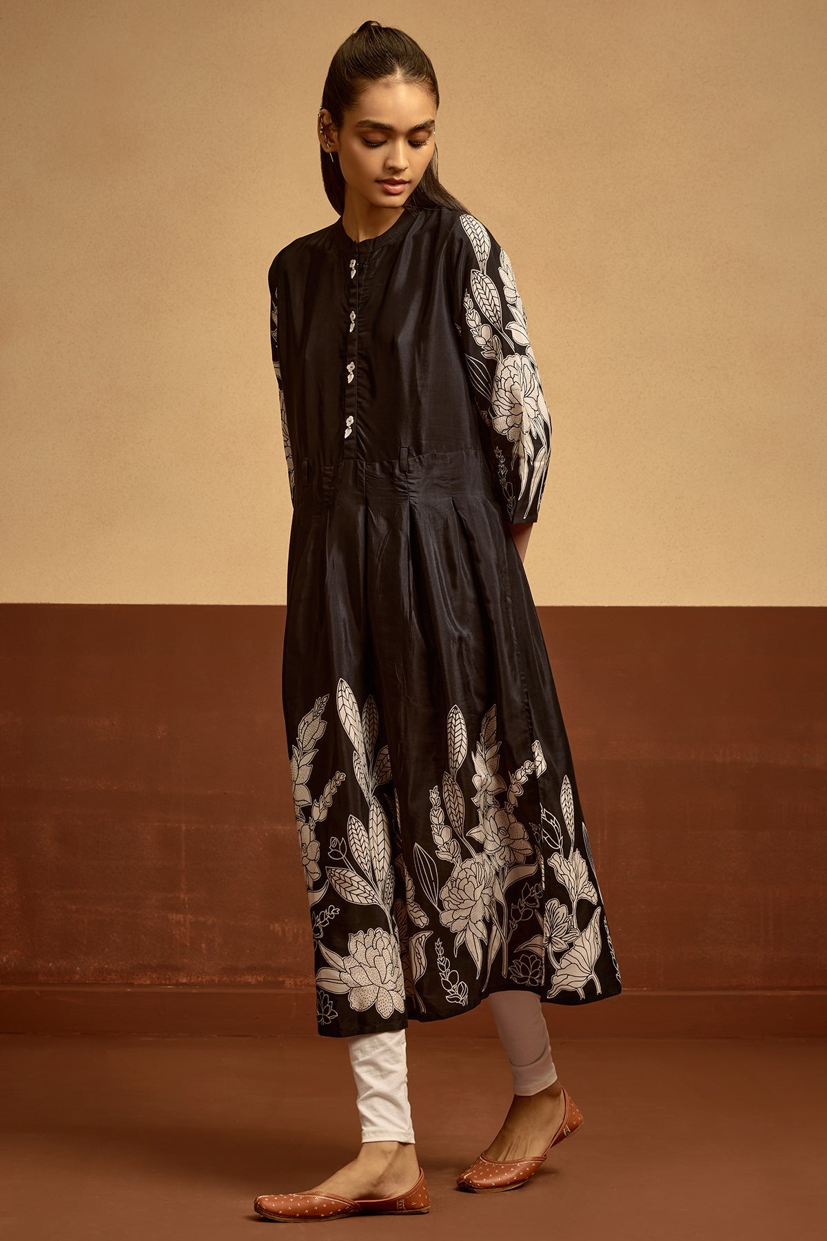 Black Printed Flared Dress