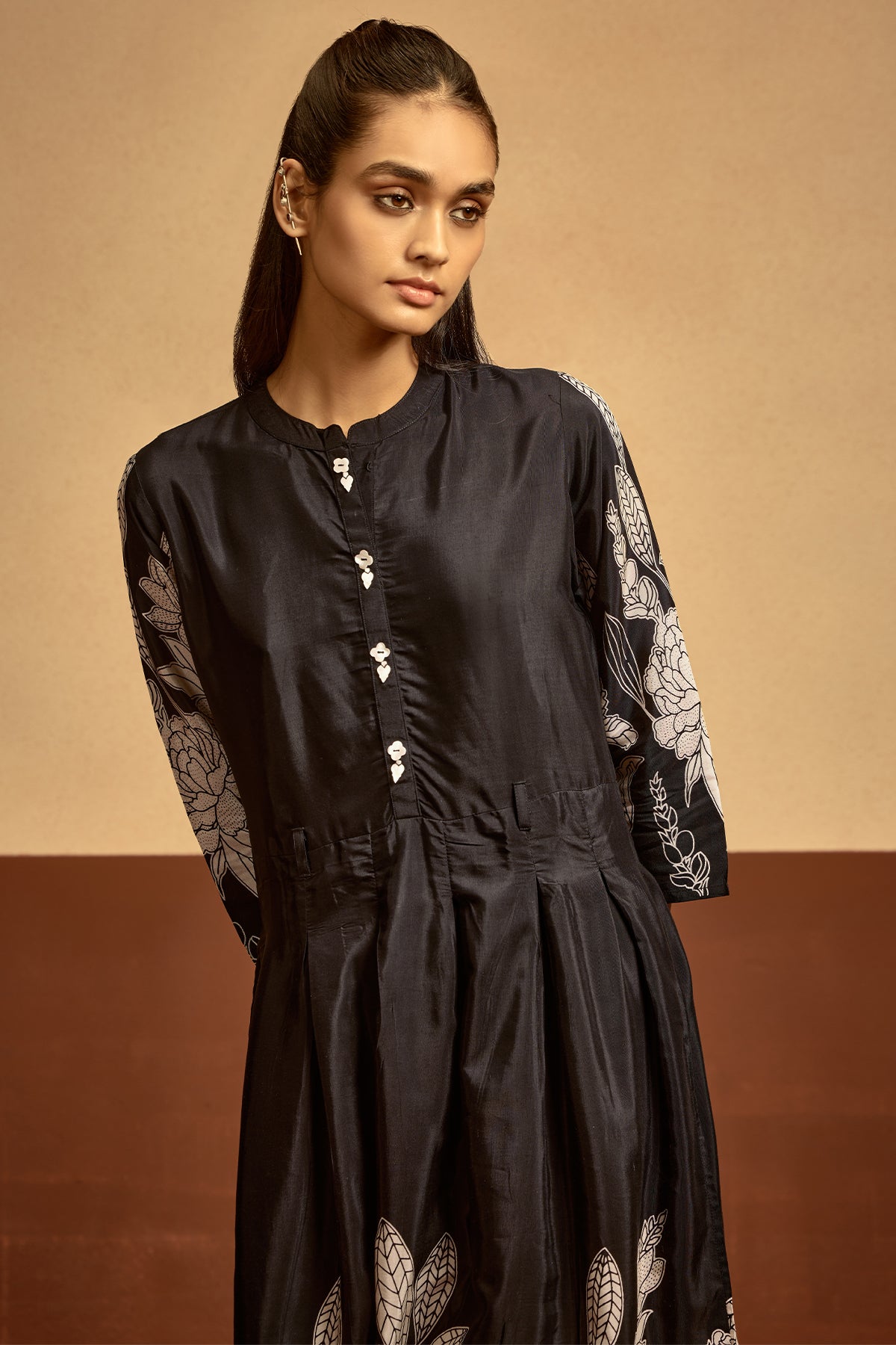 Black Printed Flared Dress