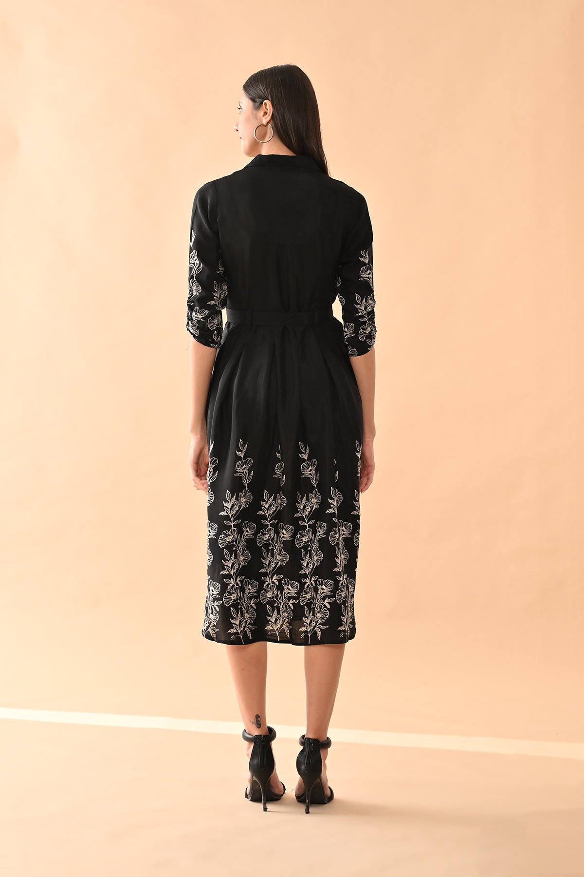 Black Printed A-line Dress