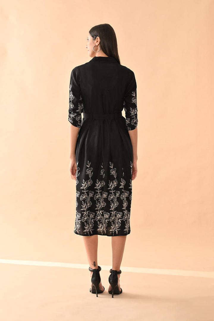 Black Printed A-line Dress
