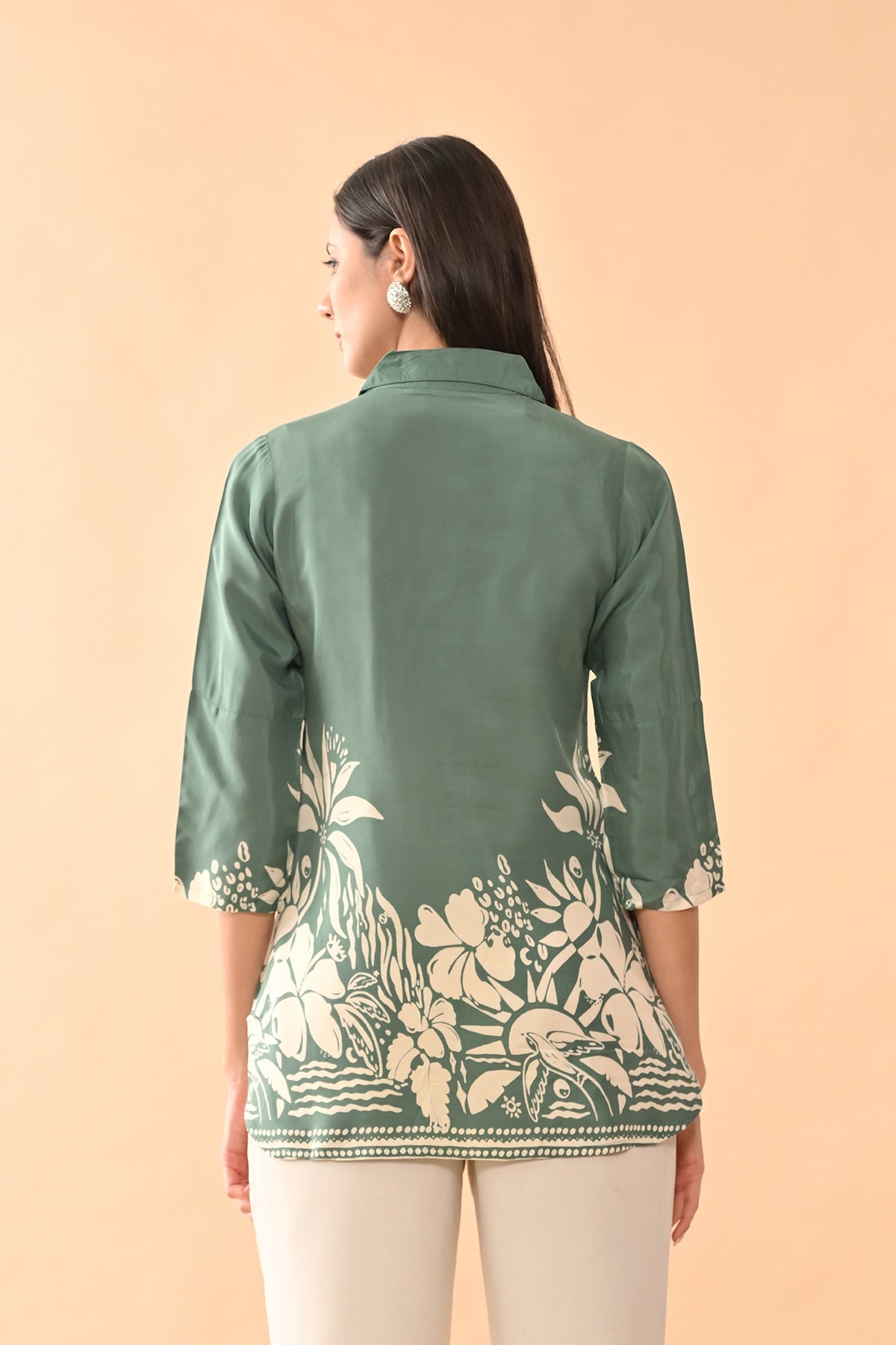 Green Printed Straight Top