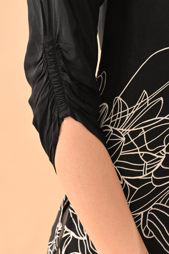 Black Printed Straight Top