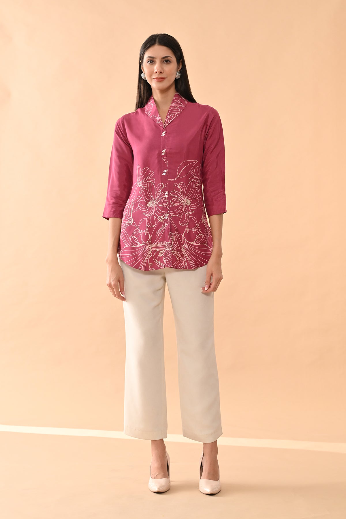 Pink Printed straight Top