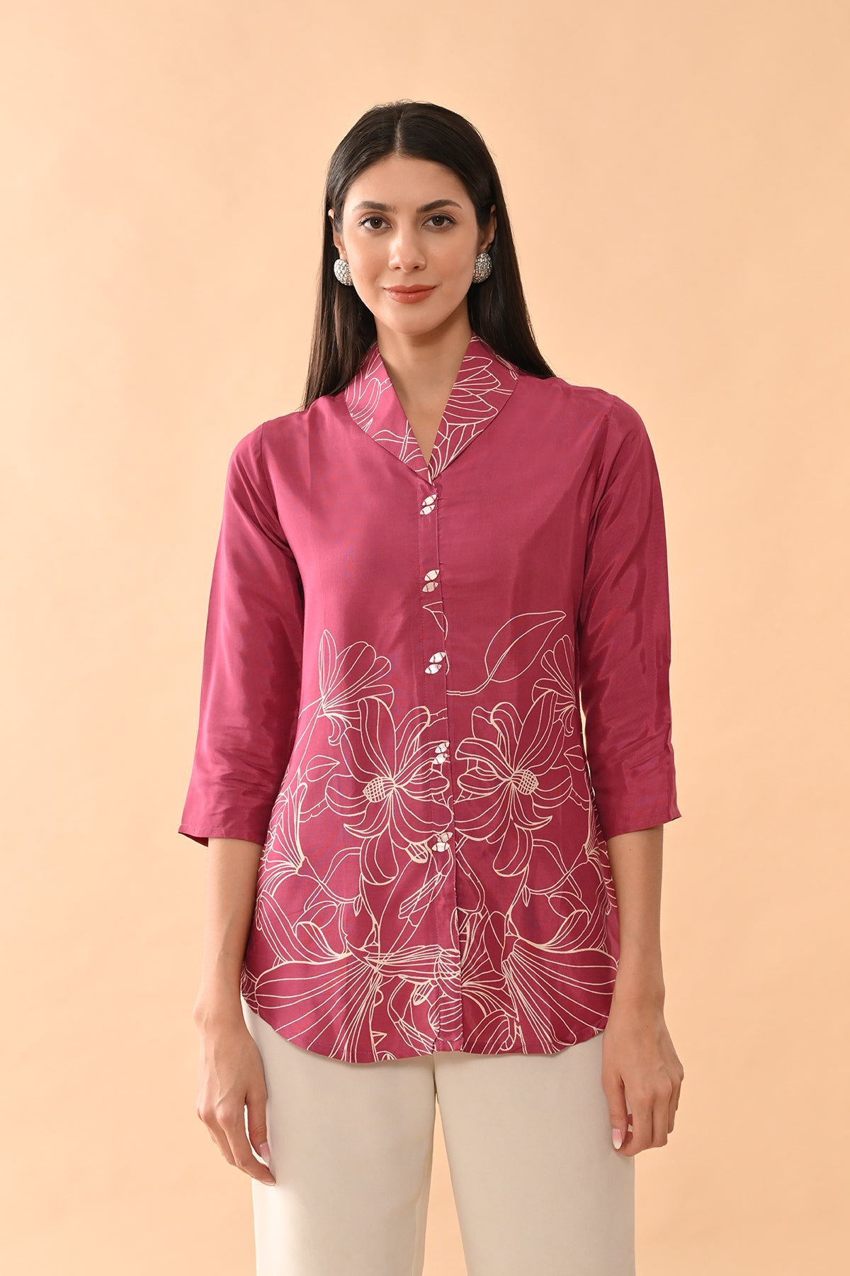 Pink Printed straight Top