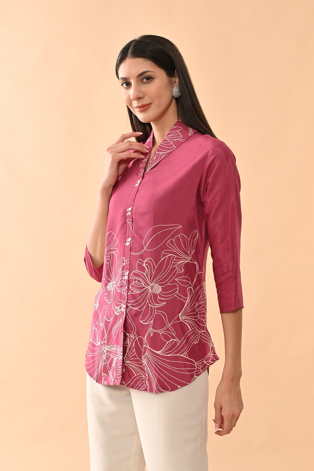 Pink Printed straight Top