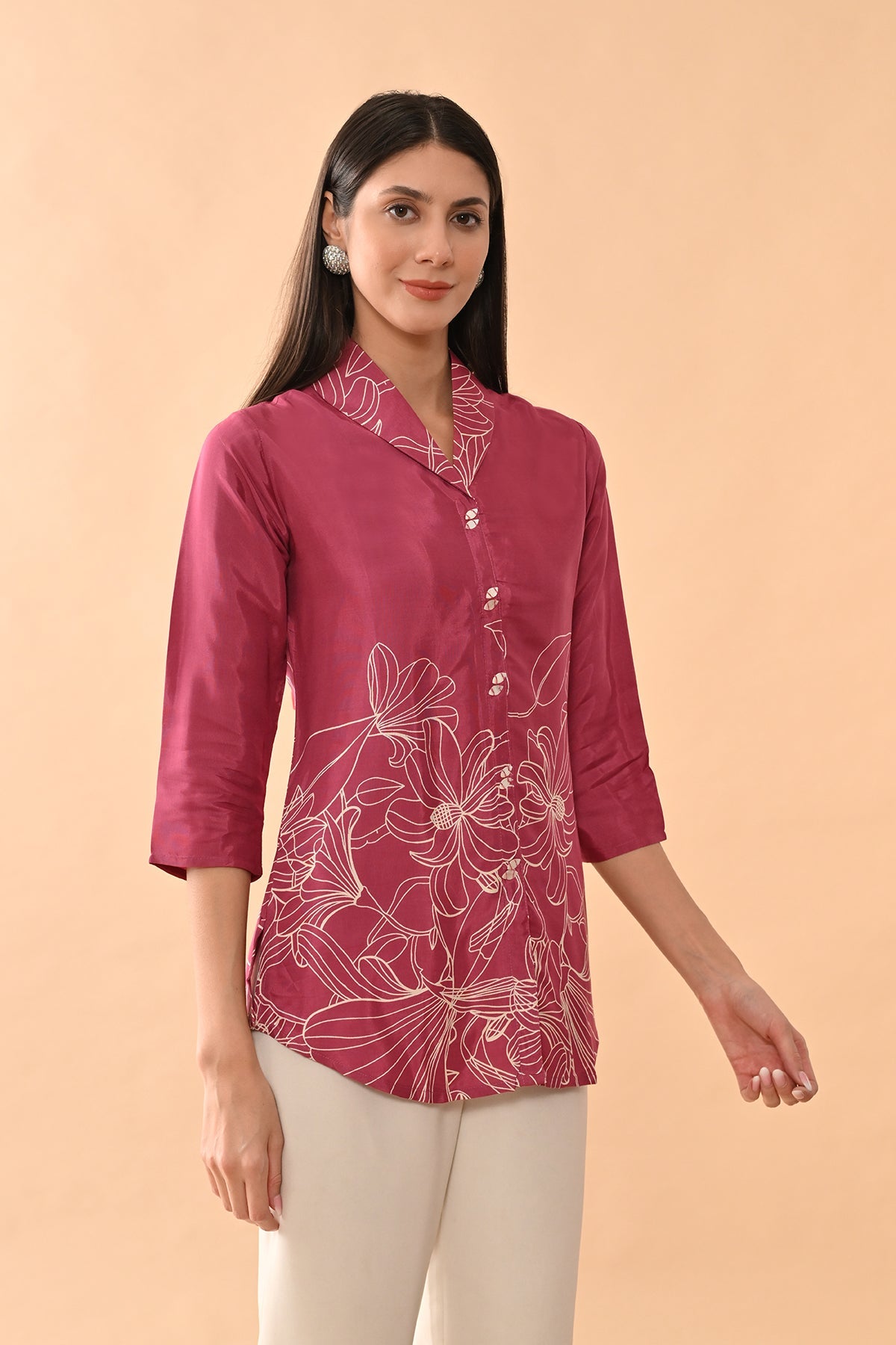 Pink Printed straight Top