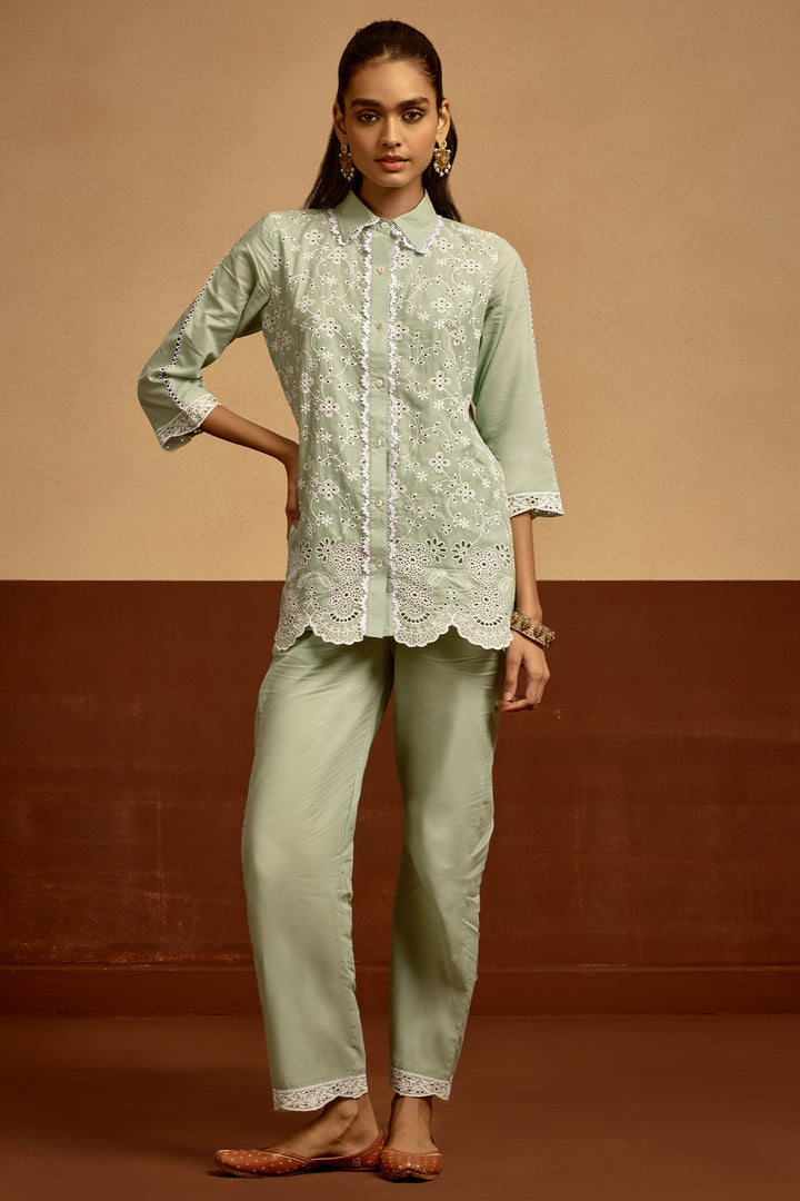 Green Embroidered Co-ord Set