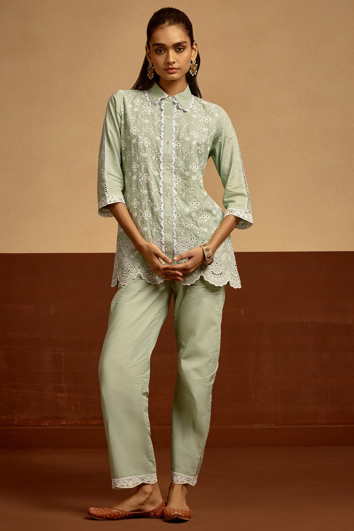 Green Embroidered Co-ord Set
