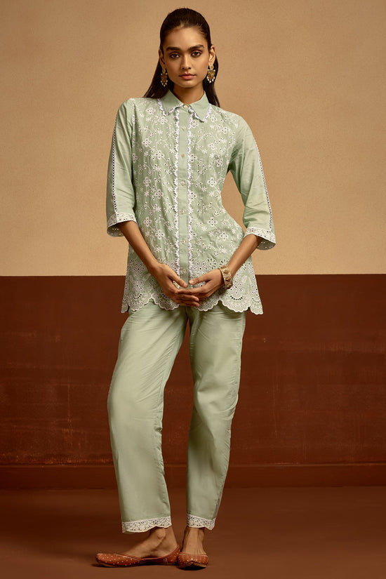 Green Embroidered Co-ord Set