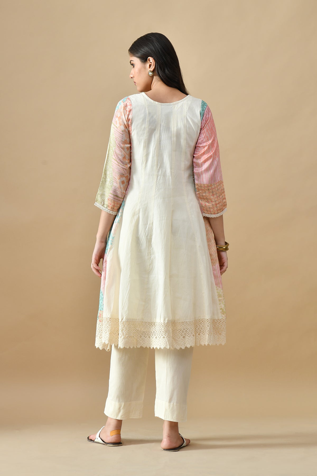 Cream Embroidered Kurta 3 Pcs Set