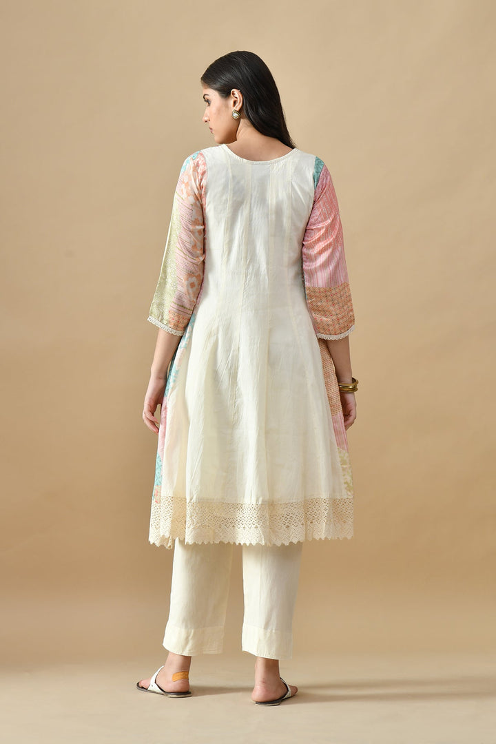 Cream Embroidered Kurta Set