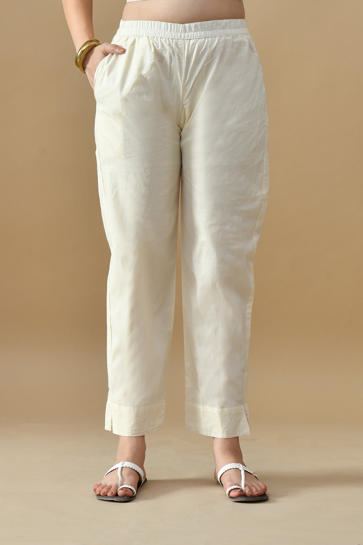 Cream Embroidered Kurta 3 Pcs Set