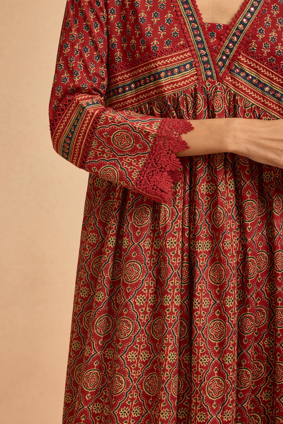 Rust Printed Kurta Set