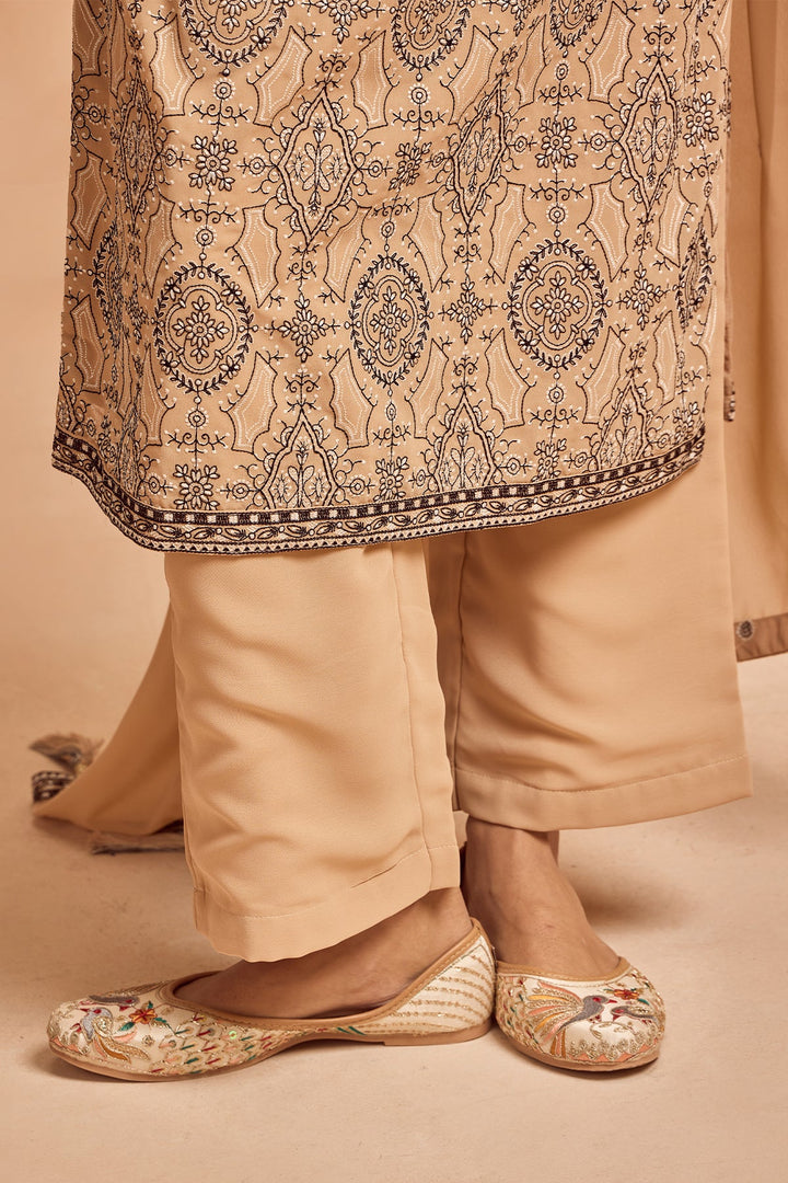 Beige Embroidered Kurta Set