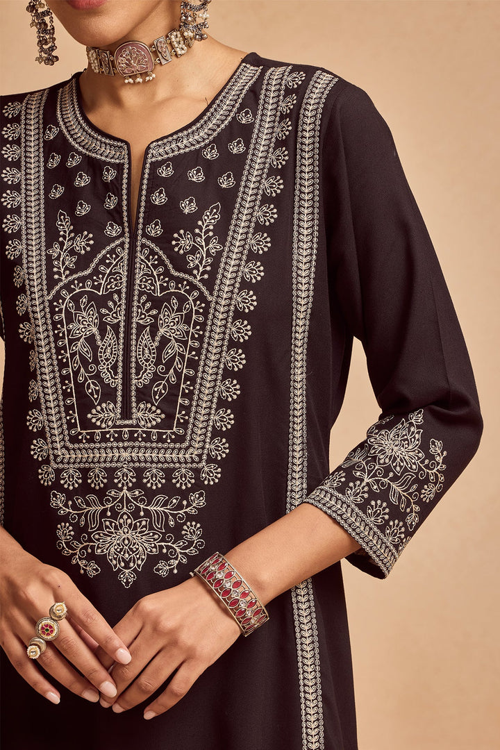 Black Embroidered Kurta Set