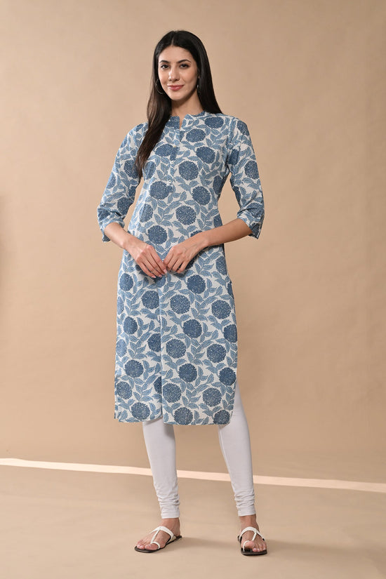 White Floral Printed Kurta
