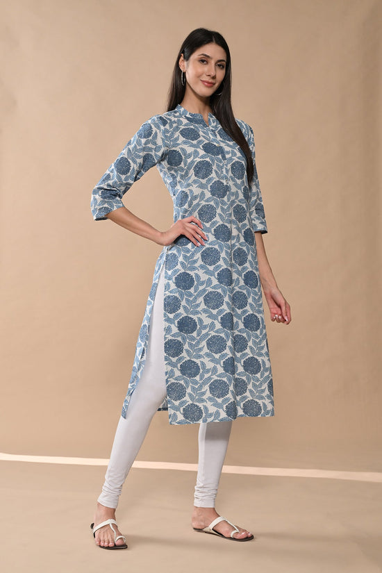 White Floral Printed Kurta