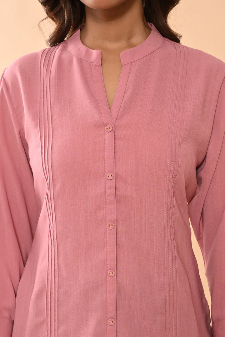 Pink Solid Straight Top