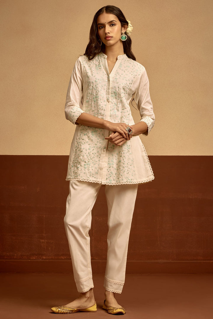 Cream Embroidered Co-ord Set