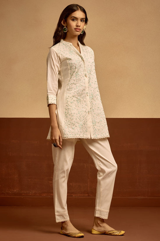 Cream Embroidered Co-ord Set