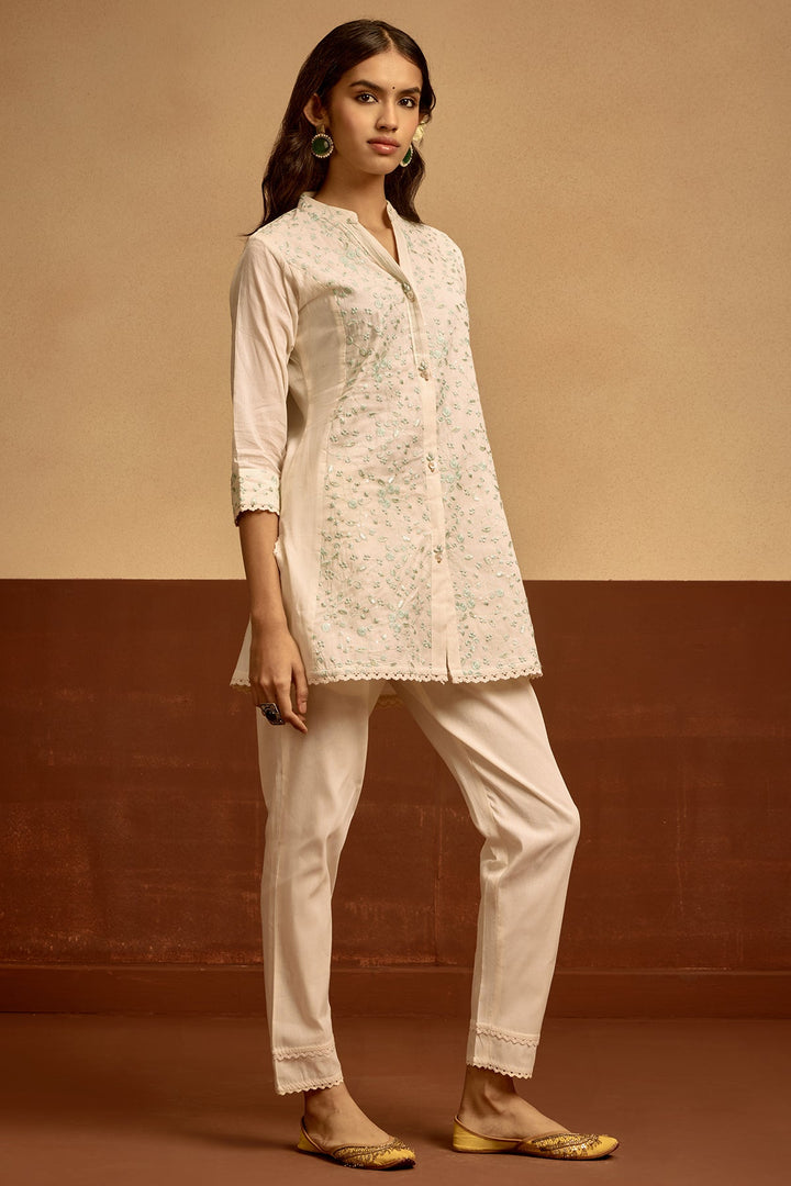 Cream Embroidered Co-ord Set