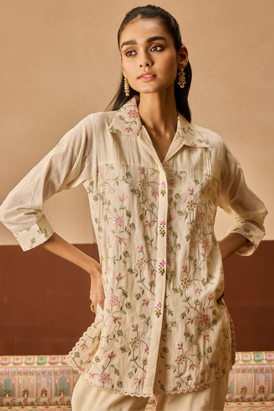 Cream Embroidered Co-Ord Set