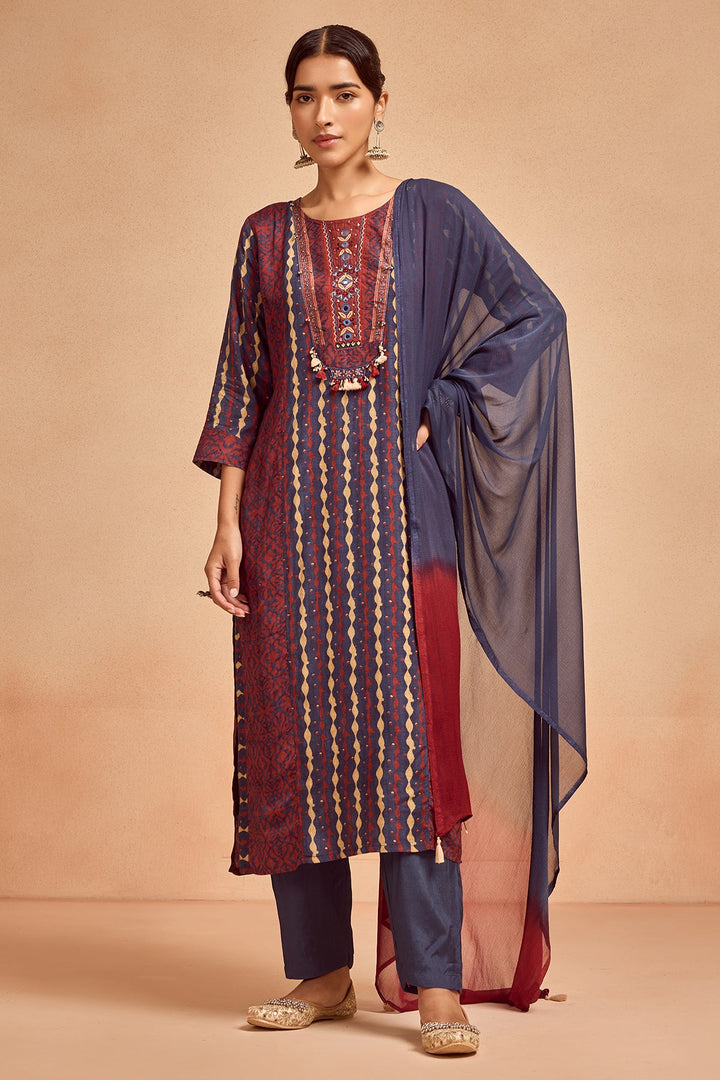 Blue Printed Kurta Set