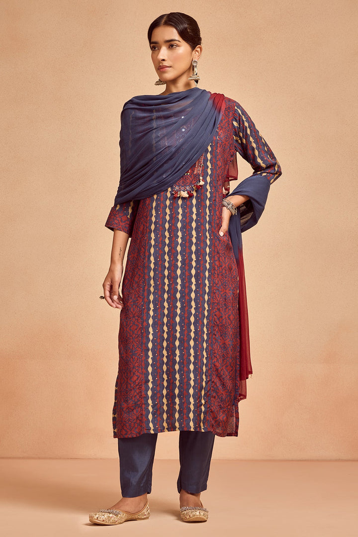 Blue Printed Kurta Set