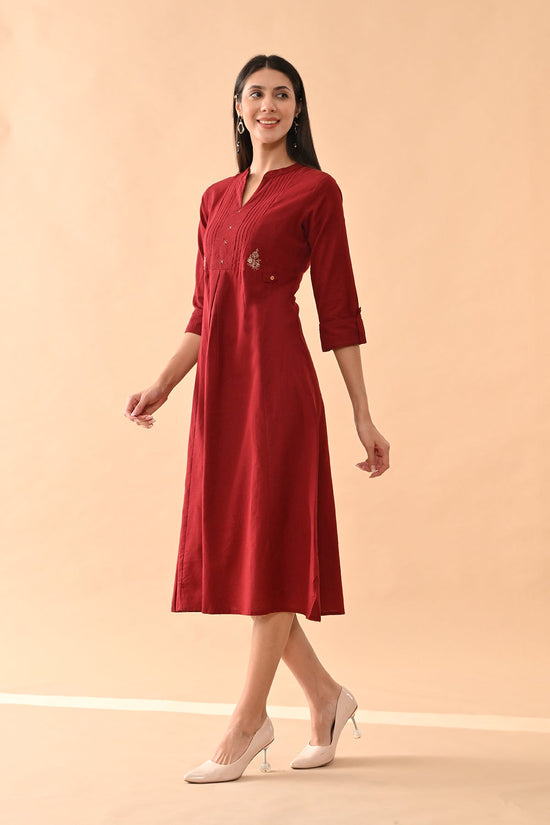 Maroon Solid Dress